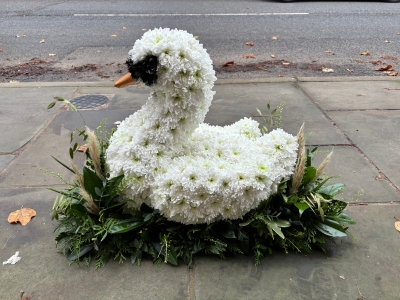 3D Swan funeral tribute