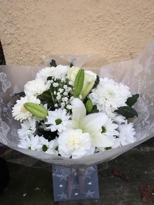 White and silver Xmas hand tied