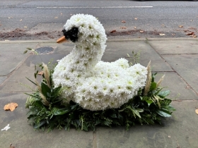 3D Swan funeral tribute