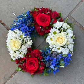 Grouped wreath red ,white and blue