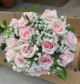 Pink rose and gypsophila wedding bouquets
